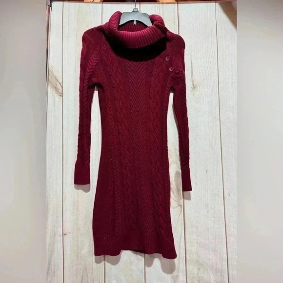 Sidefeel Women Asymmetric Buttoned Cable Knit Bodycon Mini Sweater Dress Size S - Picture 2 of 8